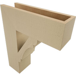 Ekena Millwork - BKTUR055X18X22OLY05RCPR - Timberthane Faux Wood Olympic Style Bracket, Block Ends, 5 1/2"W x 18"D x 22"H, Primed Tan