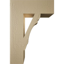 Ekena Millwork - BKTUR055X18X26OLY05RCPR - Timberthane Faux Wood Olympic Style Bracket, Block Ends, 5 1/2"W x 18"D x 26"H, Primed Tan