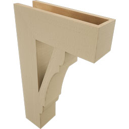 Ekena Millwork - BKTUR055X18X30OLY05RCPR - Timberthane Faux Wood Olympic Style Bracket, Block Ends, 5 1/2"W x 18"D x 30"H, Primed Tan