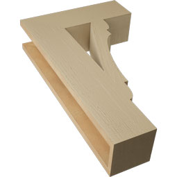 Ekena Millwork - BKTUR055X18X30OLY05RCPR - Timberthane Faux Wood Olympic Style Bracket, Block Ends, 5 1/2"W x 18"D x 30"H, Primed Tan