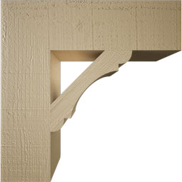 Ekena Millwork - BKTUR055X20X20OLY05RCPR - Timberthane Faux Wood Olympic Style Bracket, Block Ends, 5 1/2"W x 20"D x 20"H, Primed Tan