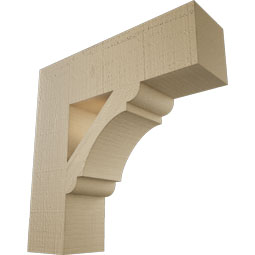 Ekena Millwork - BKTUR055X20X20OLY05RCPR - Timberthane Faux Wood Olympic Style Bracket, Block Ends, 5 1/2"W x 20"D x 20"H, Primed Tan