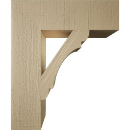 Ekena Millwork - BKTUR055X20X24OLY05RCPR - Timberthane Faux Wood Olympic Style Bracket, Block Ends, 5 1/2"W x 20"D x 24"H, Primed Tan