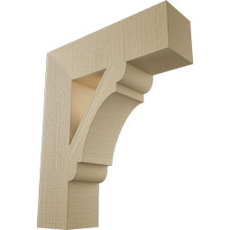 Ekena Millwork - BKTUR055X20X24OLY05RCPR - Timberthane Faux Wood Olympic Style Bracket, Block Ends, 5 1/2"W x 20"D x 24"H, Primed Tan