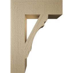 Ekena Millwork - BKTUR055X20X28OLY05RCPR - Timberthane Faux Wood Olympic Style Bracket, Block Ends, 5 1/2"W x 20"D x 28"H, Primed Tan