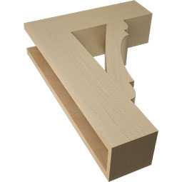 Ekena Millwork - BKTUR055X20X28OLY05RCPR - Timberthane Faux Wood Olympic Style Bracket, Block Ends, 5 1/2"W x 20"D x 28"H, Primed Tan