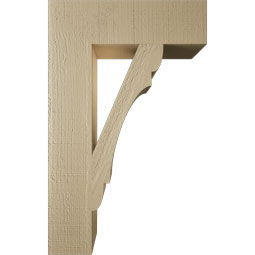 Ekena Millwork - BKTUR055X20X32OLY05RCPR - Timberthane Faux Wood Olympic Style Bracket, Block Ends, 5 1/2"W x 20"D x 32"H, Primed Tan