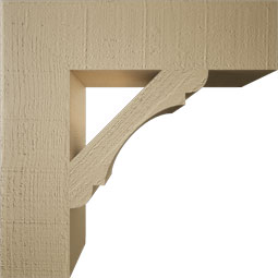 Ekena Millwork - BKTUR055X22X22OLY05RCPR - Timberthane Faux Wood Olympic Style Bracket, Block Ends, 5 1/2"W x 22"D x 22"H, Primed Tan
