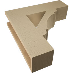 Ekena Millwork - BKTUR055X22X22OLY05RCPR - Timberthane Faux Wood Olympic Style Bracket, Block Ends, 5 1/2"W x 22"D x 22"H, Primed Tan