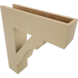 Ekena Millwork - BKTUR055X22X26OLY05RCPR - Timberthane Faux Wood Olympic Style Bracket, Block Ends, 5 1/2"W x 22"D x 26"H, Primed Tan