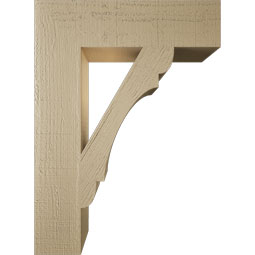 Ekena Millwork - BKTUR055X22X30OLY05RCPR - Timberthane Faux Wood Olympic Style Bracket, Block Ends, 5 1/2"W x 22"D x 30"H, Primed Tan