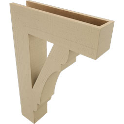 Ekena Millwork - BKTUR055X22X34OLY05RCPR - Timberthane Faux Wood Olympic Style Bracket, Block Ends, 5 1/2"W x 22"D x 34"H, Primed Tan