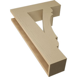 Ekena Millwork - BKTUR055X22X34OLY05RCPR - Timberthane Faux Wood Olympic Style Bracket, Block Ends, 5 1/2"W x 22"D x 34"H, Primed Tan