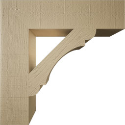 Ekena Millwork - BKTUR055X24X24OLY05RCPR - Timberthane Faux Wood Olympic Style Bracket, Block Ends, 5 1/2"W x 24"D x 24"H, Primed Tan
