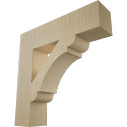 Ekena Millwork - BKTUR055X24X24OLY05RCPR - Timberthane Faux Wood Olympic Style Bracket, Block Ends, 5 1/2"W x 24"D x 24"H, Primed Tan