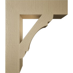 Ekena Millwork - BKTUR055X24X28OLY05RCPR - Timberthane Faux Wood Olympic Style Bracket, Block Ends, 5 1/2"W x 24"D x 28"H, Primed Tan