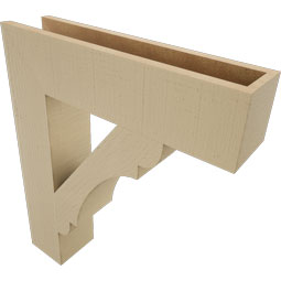 Ekena Millwork - BKTUR055X24X28OLY05RCPR - Timberthane Faux Wood Olympic Style Bracket, Block Ends, 5 1/2"W x 24"D x 28"H, Primed Tan