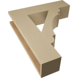 Ekena Millwork - BKTUR055X24X28OLY05RCPR - Timberthane Faux Wood Olympic Style Bracket, Block Ends, 5 1/2"W x 24"D x 28"H, Primed Tan