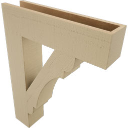 Ekena Millwork - BKTUR055X24X32OLY05RCPR - Timberthane Faux Wood Olympic Style Bracket, Block Ends, 5 1/2"W x 24"D x 32"H, Primed Tan