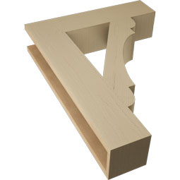 Ekena Millwork - BKTUR055X24X32OLY05RCPR - Timberthane Faux Wood Olympic Style Bracket, Block Ends, 5 1/2"W x 24"D x 32"H, Primed Tan