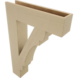 Ekena Millwork - BKTUR055X24X36OLY05RCPR - Timberthane Faux Wood Olympic Style Bracket, Block Ends, 5 1/2"W x 24"D x 36"H, Primed Tan