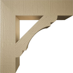 Ekena Millwork - BKTUR055X26X26OLY05RCPR - Timberthane Faux Wood Olympic Style Bracket, Block Ends, 5 1/2"W x 26"D x 26"H, Primed Tan
