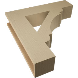 Ekena Millwork - BKTUR055X26X26OLY05RCPR - Timberthane Faux Wood Olympic Style Bracket, Block Ends, 5 1/2"W x 26"D x 26"H, Primed Tan