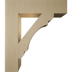 Ekena Millwork - BKTUR055X26X30OLY05RCPR - Timberthane Faux Wood Olympic Style Bracket, Block Ends, 5 1/2"W x 26"D x 30"H, Primed Tan
