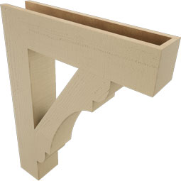 Ekena Millwork - BKTUR055X26X34OLY05RCPR - Timberthane Faux Wood Olympic Style Bracket, Block Ends, 5 1/2"W x 26"D x 34"H, Primed Tan