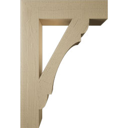 Ekena Millwork - BKTUR055X26X38OLY05RCPR - Timberthane Faux Wood Olympic Style Bracket, Block Ends, 5 1/2"W x 26"D x 38"H, Primed Tan