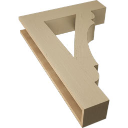 Ekena Millwork - BKTUR055X26X38OLY05RCPR - Timberthane Faux Wood Olympic Style Bracket, Block Ends, 5 1/2"W x 26"D x 38"H, Primed Tan