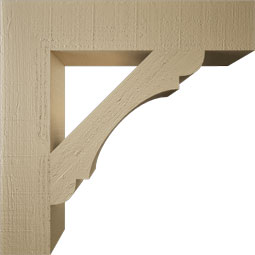 Ekena Millwork - BKTUR055X28X28OLY05RCPR - Timberthane Faux Wood Olympic Style Bracket, Block Ends, 5 1/2"W x 28"D x 28"H, Primed Tan