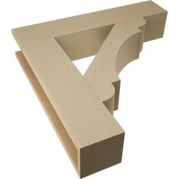 Ekena Millwork - BKTUR055X28X28OLY05RCPR - Timberthane Faux Wood Olympic Style Bracket, Block Ends, 5 1/2"W x 28"D x 28"H, Primed Tan