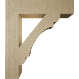 Ekena Millwork - BKTUR055X28X32OLY05RCPR - Timberthane Faux Wood Olympic Style Bracket, Block Ends, 5 1/2"W x 28"D x 32"H, Primed Tan