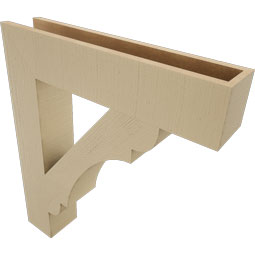 Ekena Millwork - BKTUR055X28X32OLY05RCPR - Timberthane Faux Wood Olympic Style Bracket, Block Ends, 5 1/2"W x 28"D x 32"H, Primed Tan