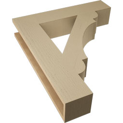 Ekena Millwork - BKTUR055X28X32OLY05RCPR - Timberthane Faux Wood Olympic Style Bracket, Block Ends, 5 1/2"W x 28"D x 32"H, Primed Tan