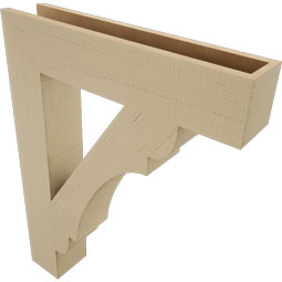 Ekena Millwork - BKTUR055X28X36OLY05RCPR - Timberthane Faux Wood Olympic Style Bracket, Block Ends, 5 1/2"W x 28"D x 36"H, Primed Tan