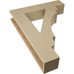 Ekena Millwork - BKTUR055X28X36OLY05RCPR - Timberthane Faux Wood Olympic Style Bracket, Block Ends, 5 1/2"W x 28"D x 36"H, Primed Tan