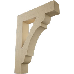Ekena Millwork - BKTUR055X28X36OLY05RCPR - Timberthane Faux Wood Olympic Style Bracket, Block Ends, 5 1/2"W x 28"D x 36"H, Primed Tan