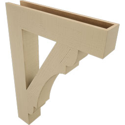 Ekena Millwork - BKTUR055X28X40OLY05RCPR - Timberthane Faux Wood Olympic Style Bracket, Block Ends, 5 1/2"W x 28"D x 40"H, Primed Tan