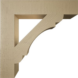 Ekena Millwork - BKTUR055X30X30OLY05RCPR - Timberthane Faux Wood Olympic Style Bracket, Block Ends, 5 1/2"W x 30"D x 30"H, Primed Tan