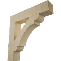 Ekena Millwork - BKTUR055X30X30OLY05RCPR - Timberthane Faux Wood Olympic Style Bracket, Block Ends, 5 1/2"W x 30"D x 30"H, Primed Tan