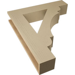Ekena Millwork - BKTUR055X30X34OLY05RCPR - Timberthane Faux Wood Olympic Style Bracket, Block Ends, 5 1/2"W x 30"D x 34"H, Primed Tan