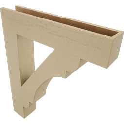Ekena Millwork - BKTUR055X30X36OLY05RCPR - Timberthane Faux Wood Olympic Style Bracket, Block Ends, 5 1/2"W x 30"D x 36"H, Primed Tan