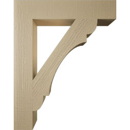 Ekena Millwork - BKTUR055X30X38OLY05RCPR - Timberthane Faux Wood Olympic Style Bracket, Block Ends, 5 1/2"W x 30"D x 38"H, Primed Tan