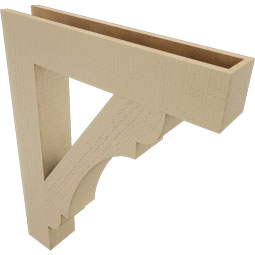 Ekena Millwork - BKTUR055X30X38OLY05RCPR - Timberthane Faux Wood Olympic Style Bracket, Block Ends, 5 1/2"W x 30"D x 38"H, Primed Tan