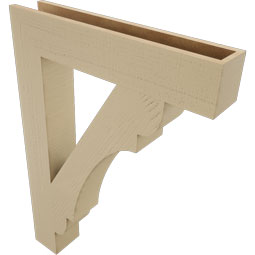 Ekena Millwork - BKTUR055X30X42OLY05RCPR - Timberthane Faux Wood Olympic Style Bracket, Block Ends, 5 1/2"W x 30"D x 42"H, Primed Tan