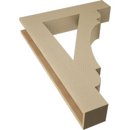 Ekena Millwork - BKTUR055X30X42OLY05RCPR - Timberthane Faux Wood Olympic Style Bracket, Block Ends, 5 1/2"W x 30"D x 42"H, Primed Tan