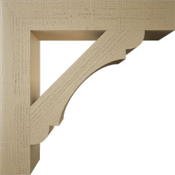 Ekena Millwork - BKTUR055X32X32OLY05RCPR - Timberthane Faux Wood Olympic Style Bracket, Block Ends, 5 1/2"W x 32"D x 32"H, Primed Tan