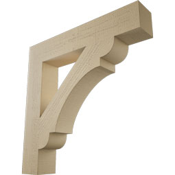 Ekena Millwork - BKTUR055X32X32OLY05RCPR - Timberthane Faux Wood Olympic Style Bracket, Block Ends, 5 1/2"W x 32"D x 32"H, Primed Tan
